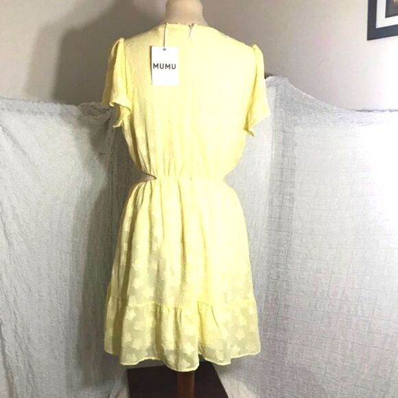 Show Me Your MuMu Merrit Yellow Mini Dress NWT Size L - Picture 3 of 14